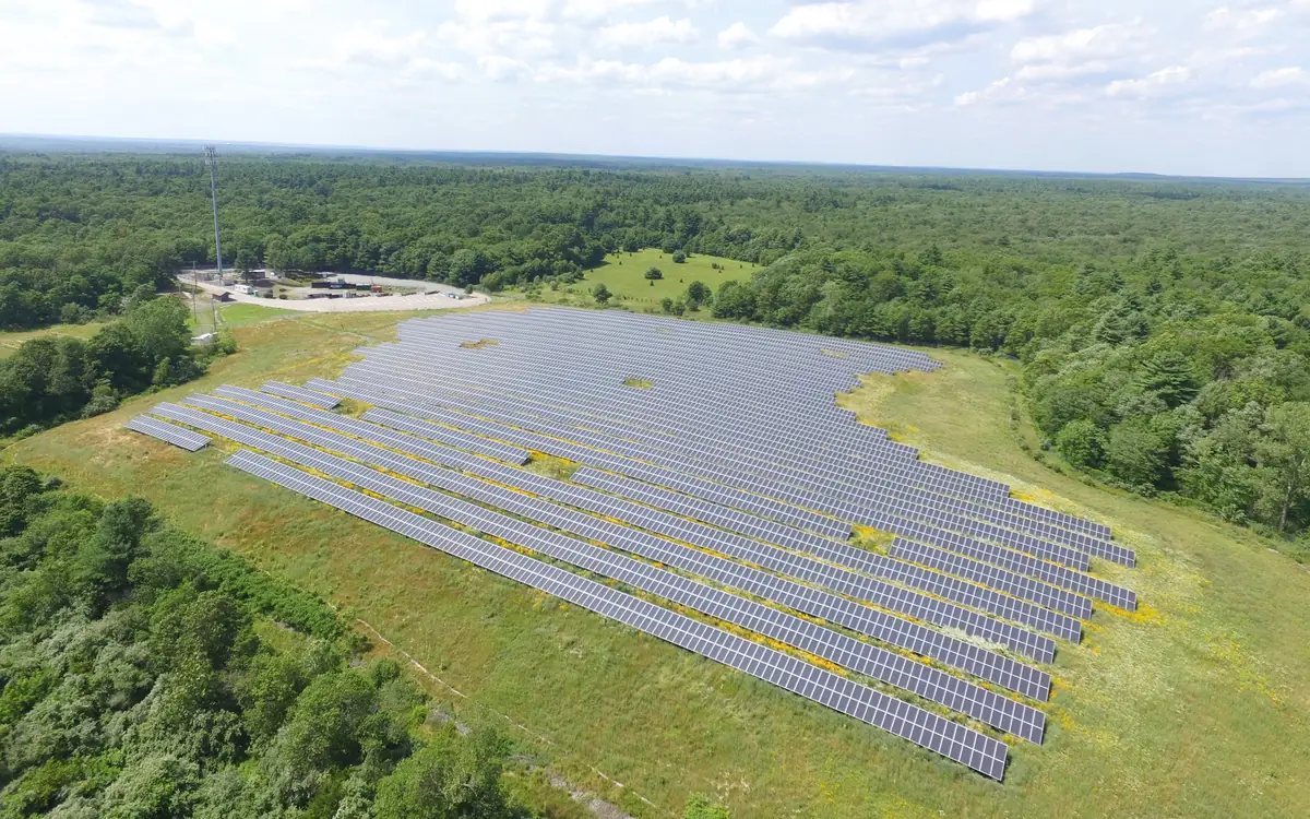 Aerial view of a solar farm